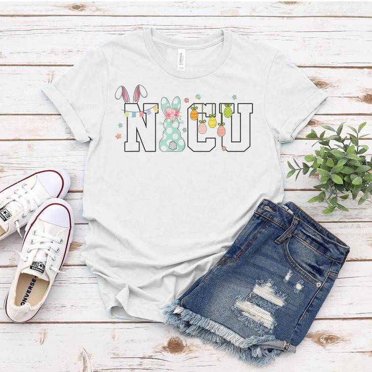 Easter Eggs Bunny Ears Rabbit Happy Easter Day Nicu Nurse Women T-shirt Unique Gifts