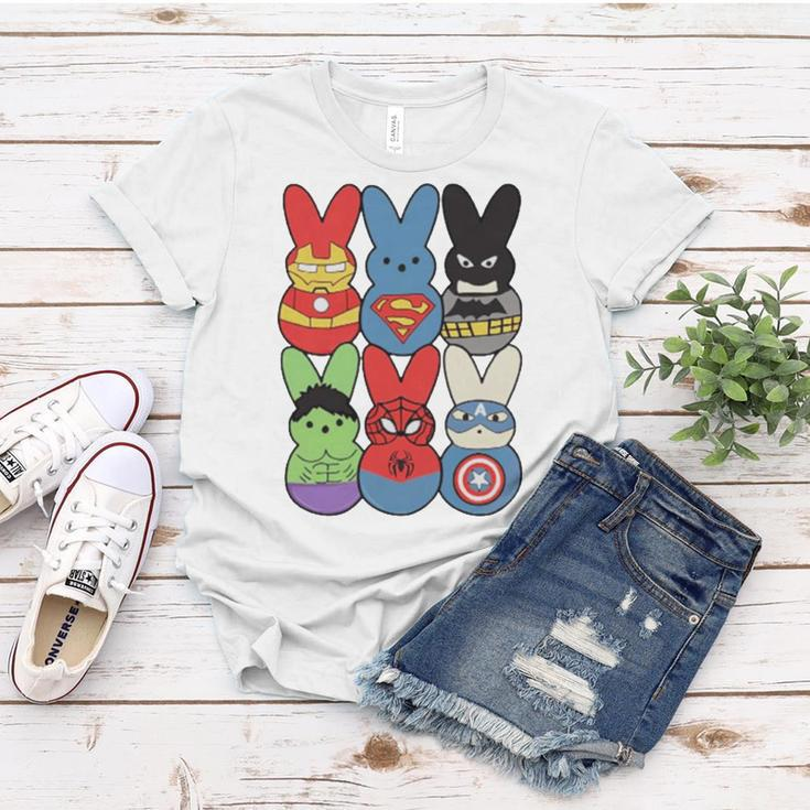 Easter Peeps Superheroes Movie Characters Bunny Women T-shirt Unique Gifts