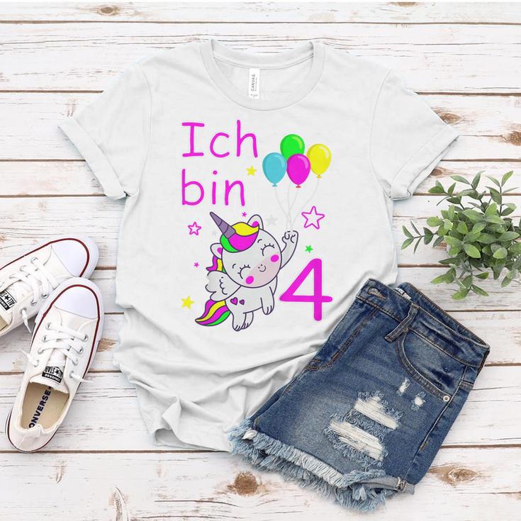 Einhorn Frauen Tshirt für Mädchen 4 Jahre, Zauberhaftes Einhorn-Motiv Lustige Geschenke