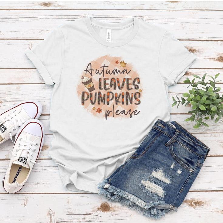 Fall Autumn Leaves And Pumpkin Please Thanksgiving Gifts Women T-shirt Personalized Gifts