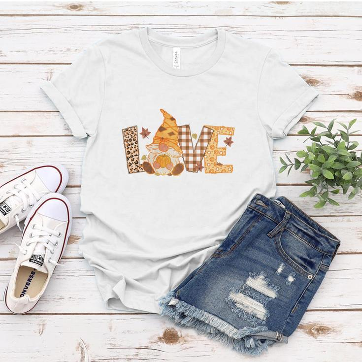Fall Gnomes Love Thanksgiving Women T-shirt Personalized Gifts