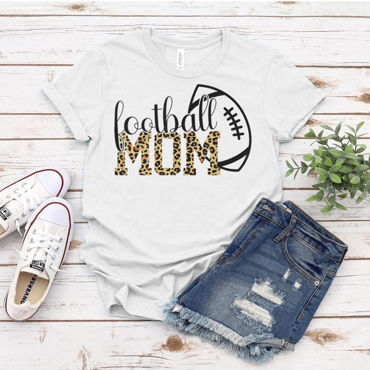 Football Mom Leopard Football Mama Game Day Football Womens Women T-shirt Unique Gifts
