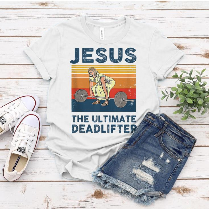 Jesus The Ultimate Deadlifter Funny Gym Bodybuliding Fitness Women T-shirt Unique Gifts
