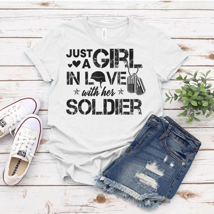 Just A Girl In Love With Her Soldier Army Girlfriend Wife Women T-shirt Funny Gifts