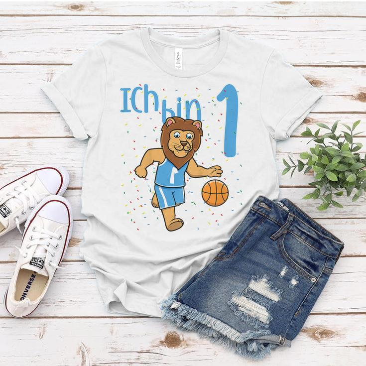 Kinder Erster 1 Geburtstag Löwe Basketball Ich Bin Eins 1 Frauen Tshirt Lustige Geschenke