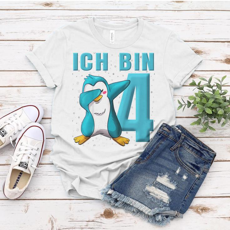 Kinder Pinguin 4 Jahre Jungen Mädchen Pinguin 4 Geburtstag Frauen Tshirt Lustige Geschenke