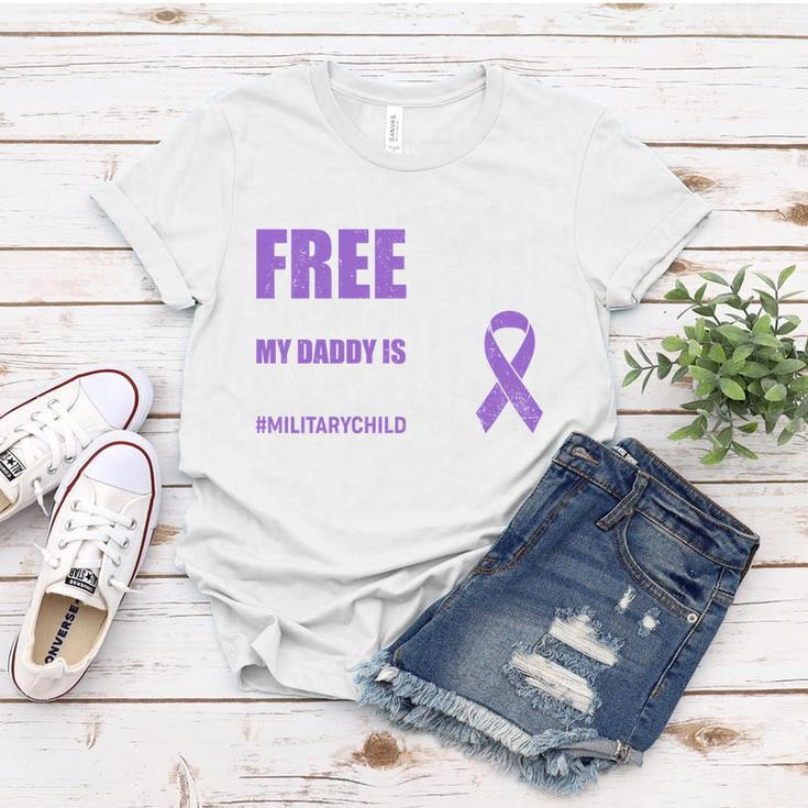 Land Of The Free Because My Daddy Is Brave Militarychild Women T-shirt Unique Gifts