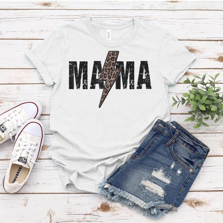Mama Lightning Bolt Leopard Cheetah Print Mothers Day Women T-shirt Personalized Gifts
