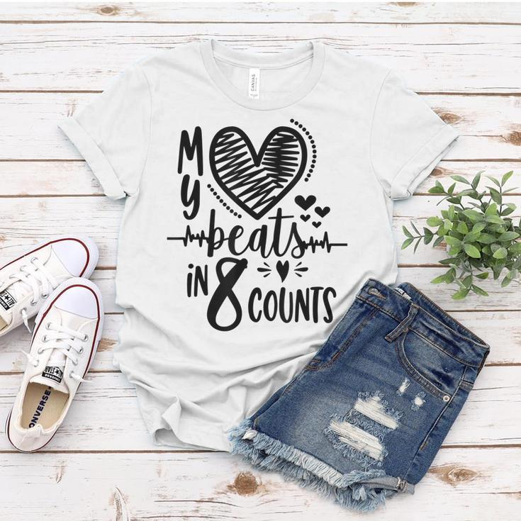 My Heart Beats In 8 Counts | Cheerleader Women T-shirt Funny Gifts