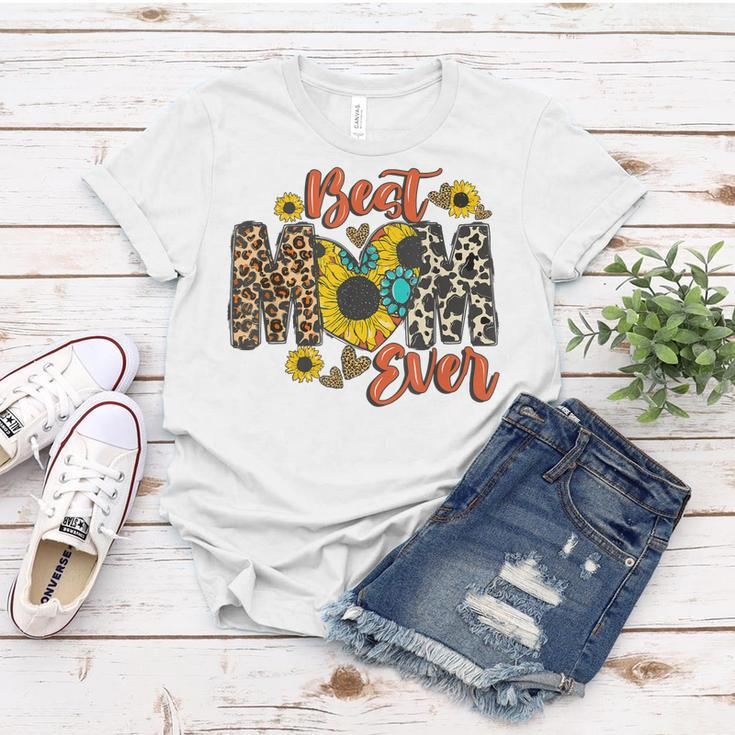 Womens Best Mom Ever Sunflower Leopard Happy Mothers Day Women T-shirt Unique Gifts