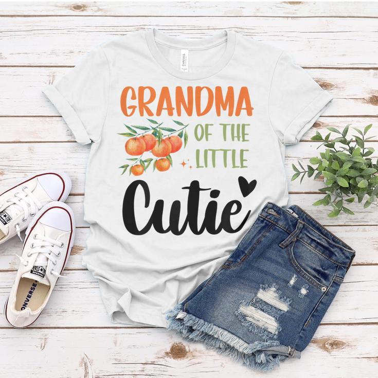 Womens Grandma Little Cutie Baby Shower Orange 1St Birthday Party Women T-shirt Unique Gifts