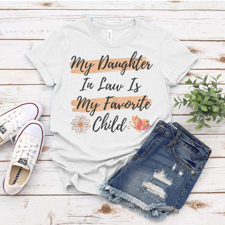 Womens My Daughter In Law Is My Favorite Child Butterfly Family Women T-shirt Unique Gifts