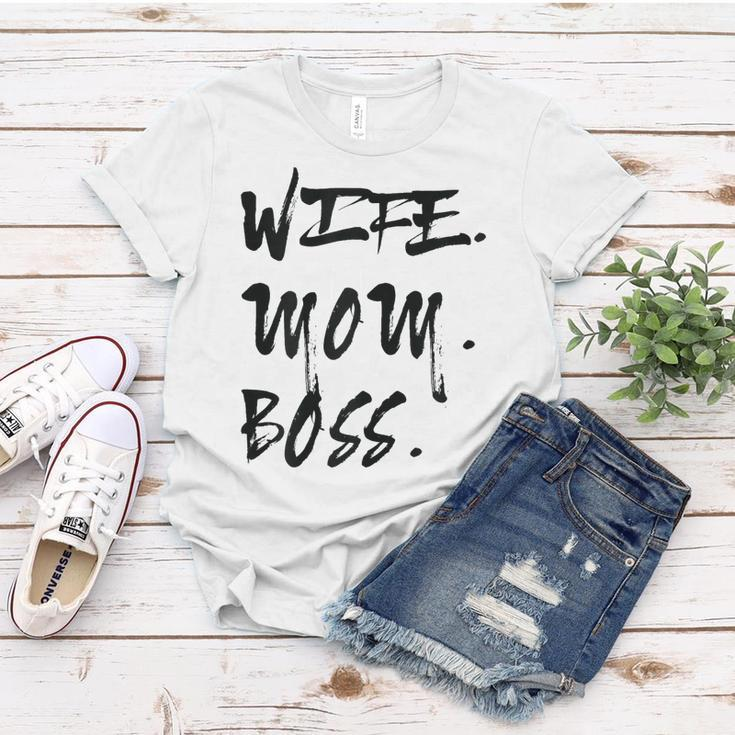 Womens Wife Mom Boss Womens Mothers Day Gifts 2023 Women T-shirt Unique Gifts