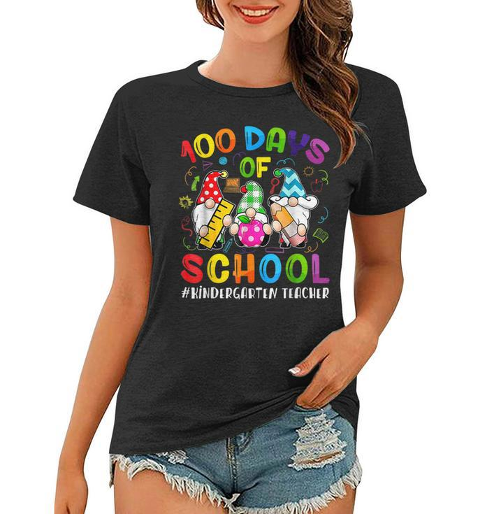 100 Days Of School Cute Gnome Kindergarten Teacher Funny  Women T-shirt