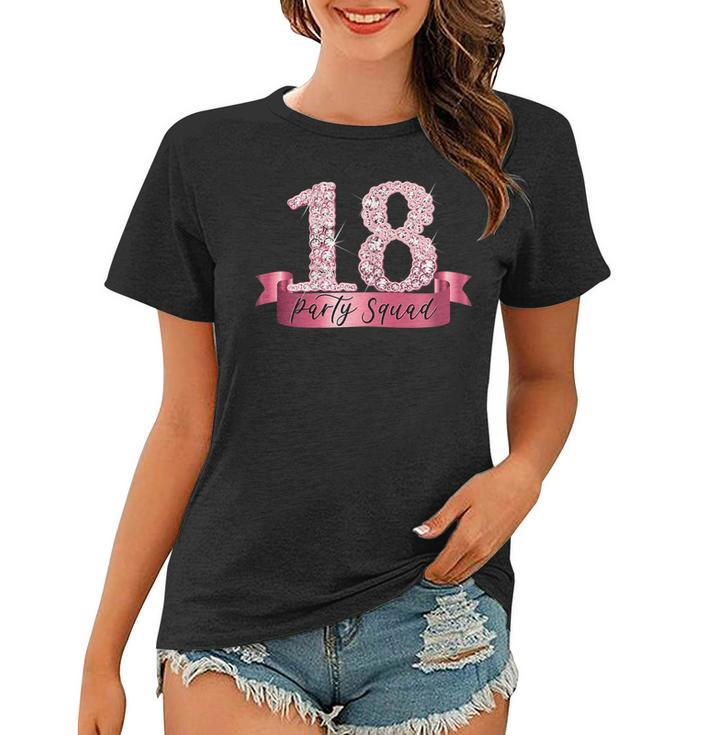 18Th Birthday Party Squad I Pink Group Photo Decor Outfit Gift For Womens Women T-shirt