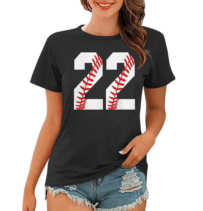 22 Baseball 22 Birthday Twenty-Two Baseball Mom Fan Jersey  Women T-shirt