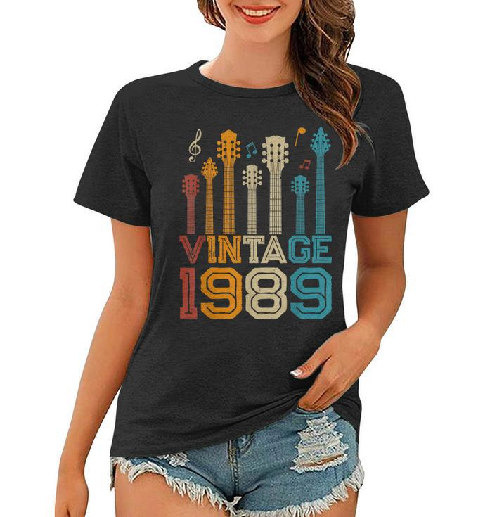 34Th Birthday Gifts Vintage 1989  Guitarist Guitar Lovers  Women T-shirt