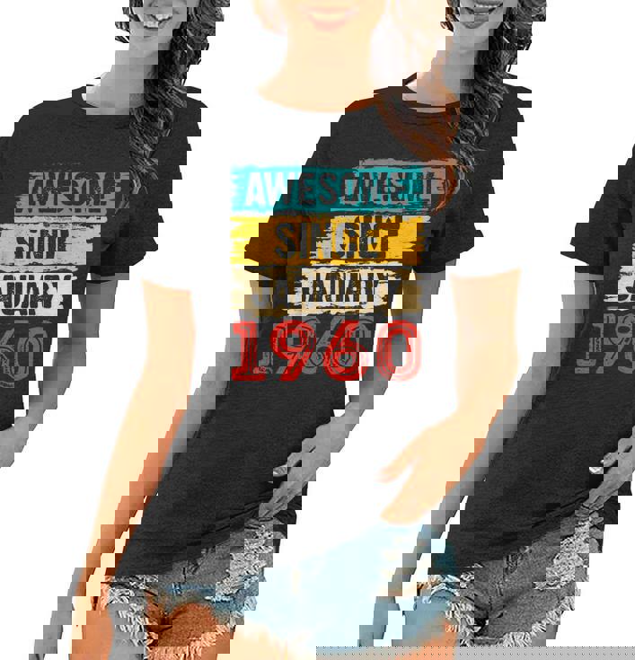 63 Year Old Awesome Since Januar 1960 63 Geburtstag Geschenke Frauen Tshirt