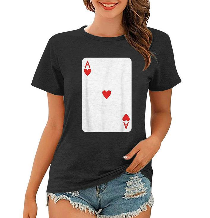 Ace Of Hearts Playing Cards Halloween Costume Deck Of Cards Women T-shirt