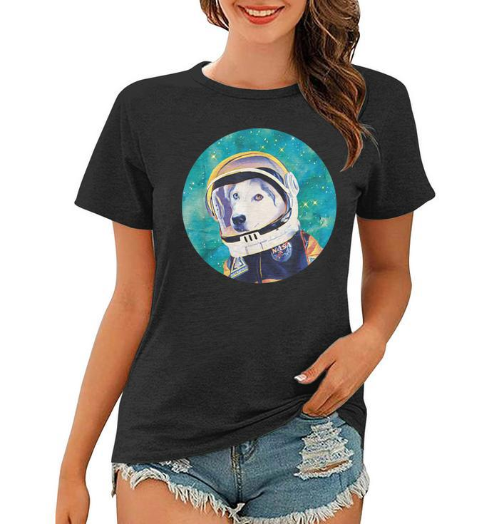 Adorable Husky Astronaut Gift For Husky Dog Lovers Mom Dads  Women T-shirt