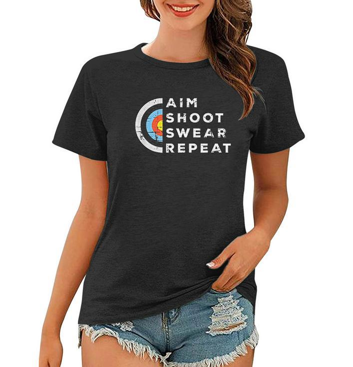 Aim Shoot Swear Repeat Archery Costume Archer Gift Archery Women T-shirt