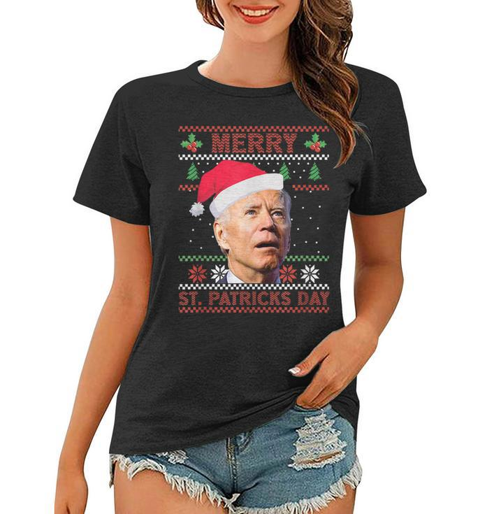 Anti Biden Merry St Patricks Day Ugly Christmas Sweater  Women T-shirt