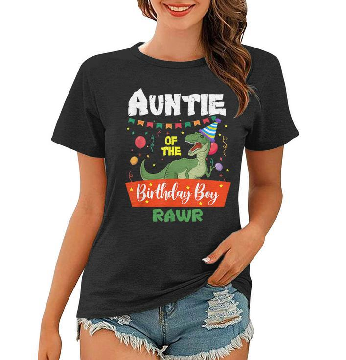 Auntie Of The Birthday Boy  Dinosaur Raptor Auntie  Women T-shirt