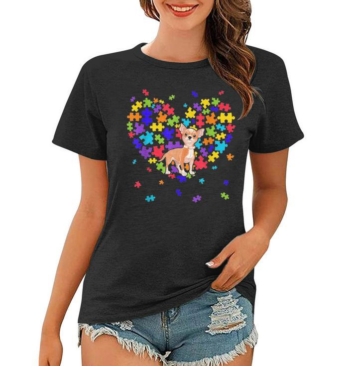 Autism Awareness Chihuahua Cute Heart Dog Dad Mom Gift Women T-shirt
