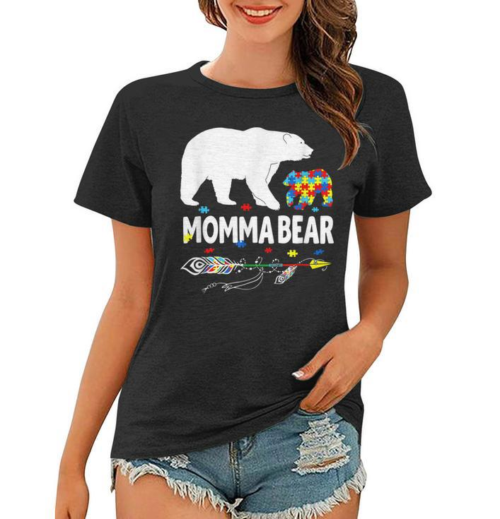 Autism Awareness Gift Momma Bear Support Autistic Autism Mom  Women T-shirt