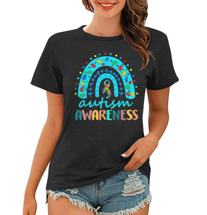Autism Awareness  Rainbow Puzzle Autism Awareness Month  Women T-shirt