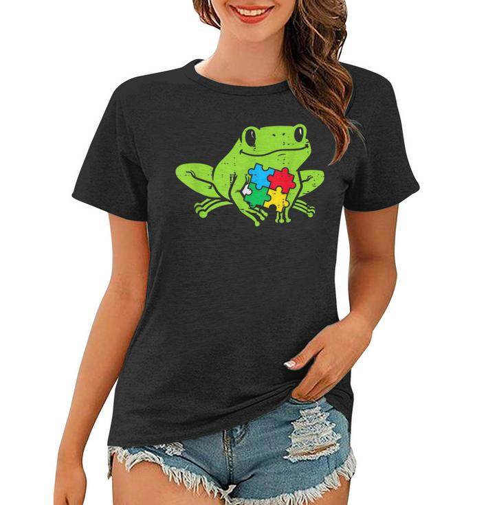 Autism Frog Puzzle Cute Awareness Animal Asd Men Women Kids  Women T-shirt