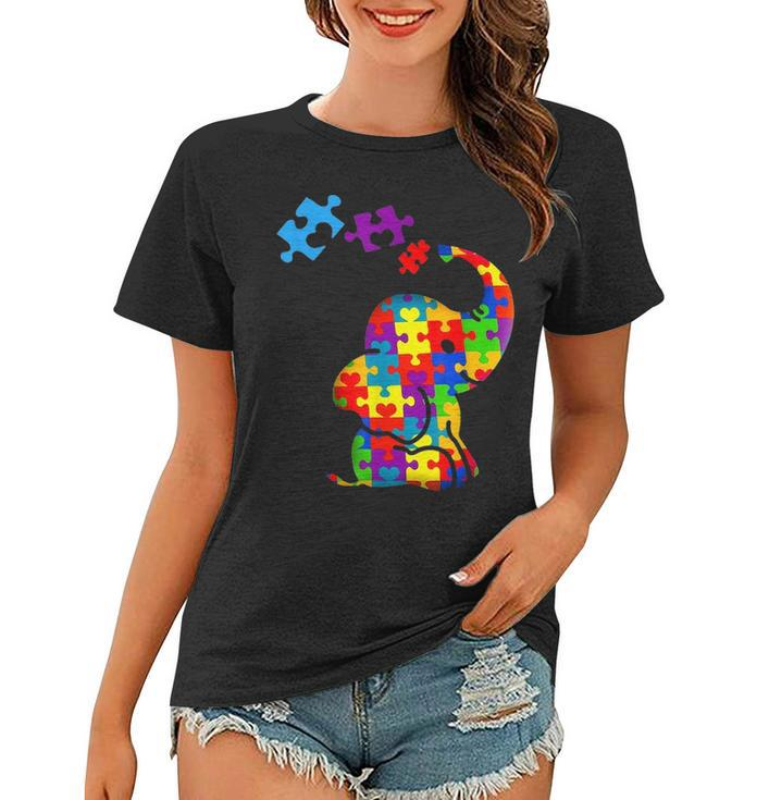 Autism Mom Elephant Puzzle Pieces Adhd Autism Supporter Women T-shirt