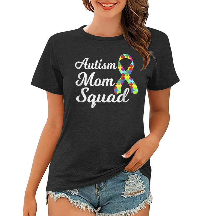 Autism Mom Squad Autism AwarenessPuzzle Ribbon Women T-shirt