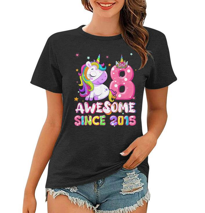 Awesome Since 2015 Dabbing Unicorn 8Th Birthday Gift Girls  Women T-shirt