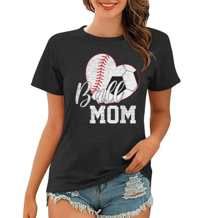 Ball Mom Both Of Soccer Baseball Gifts Women Mothers Day  Women T-shirt