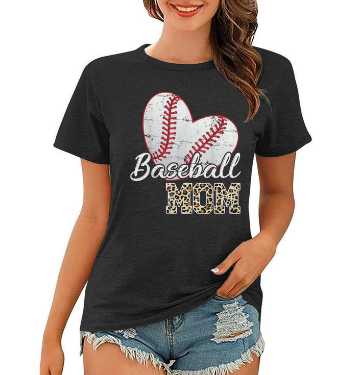 Baseball Mom Gifts Leopard Print Baseball Mama Mothers Day  Women T-shirt