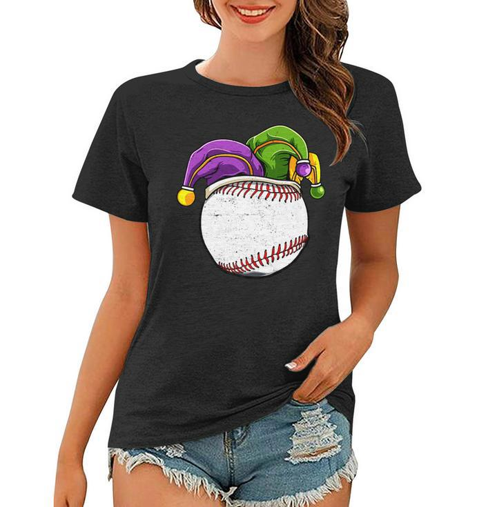 Baseball Sports Lover Mardi Gras Carnival Party Jester   Women T-shirt