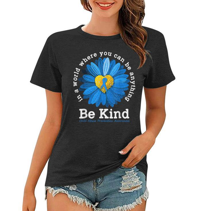 Be Kind Blue Sunflower Child Abuse Prevention Awareness  Women T-shirt
