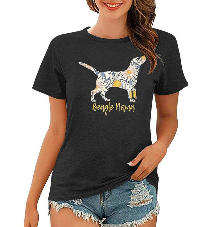 Beagle Mom  For Women Cute Daisy Print Women T-shirt
