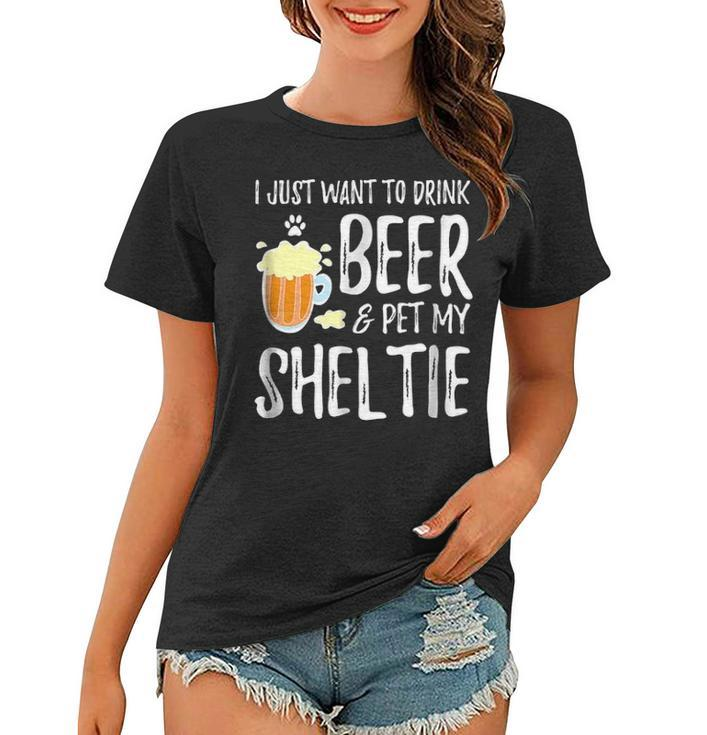Beer And Sheltie  Funny Dog Mom Or Dog Dad Gift Idea Women T-shirt