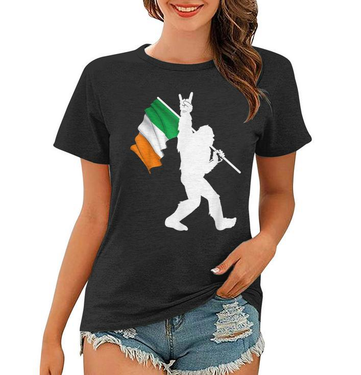 Bigfoot Rock And Roll On St Patricks Day With Irish Flag  Women T-shirt