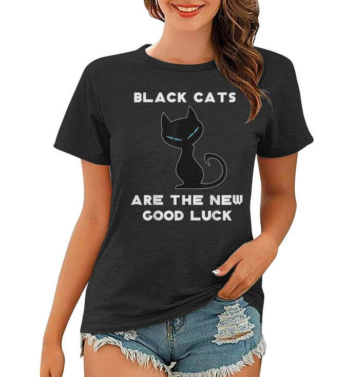 Black Cat Good Luck Funny Novelty Graphic Lucky Black Cat Women T-shirt