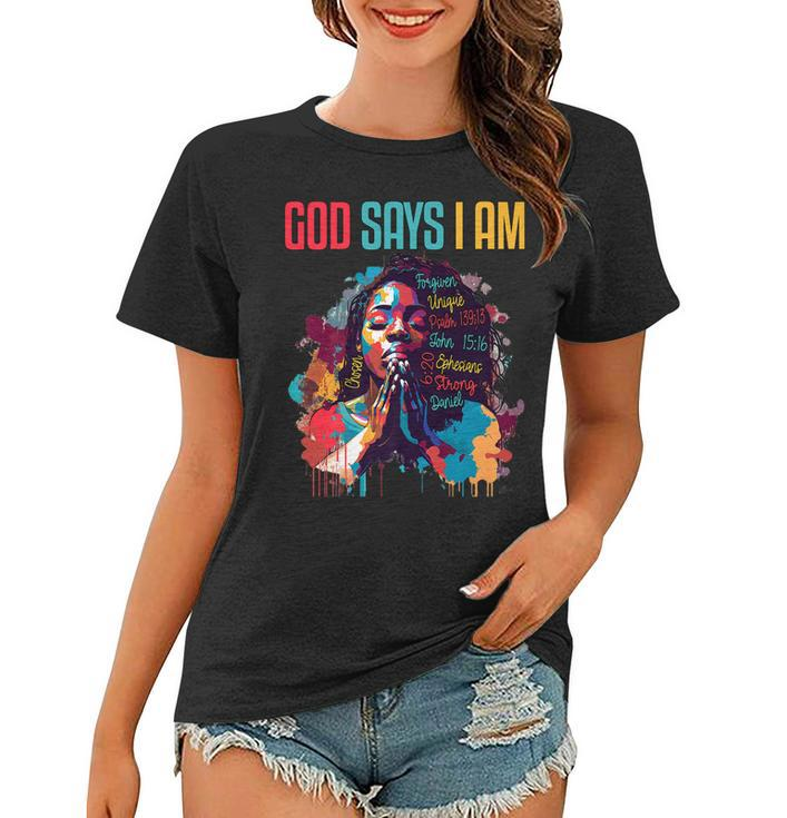 Black Queen God Says Am I Black Melanin History Month Pride   Women T-shirt