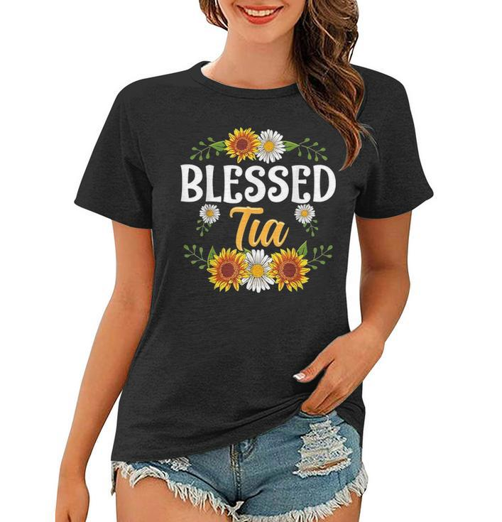 Blessed Tia  Mothers Day Cute Gift Floral Women T-shirt