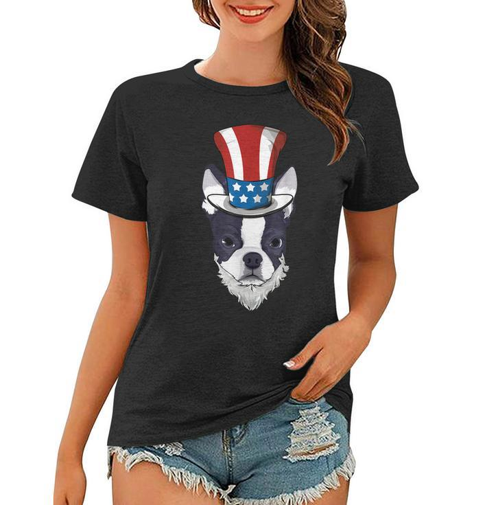 Boston Terrier Uncle Sam Lincoln Beard 4Th Of July Boys Women T-shirt