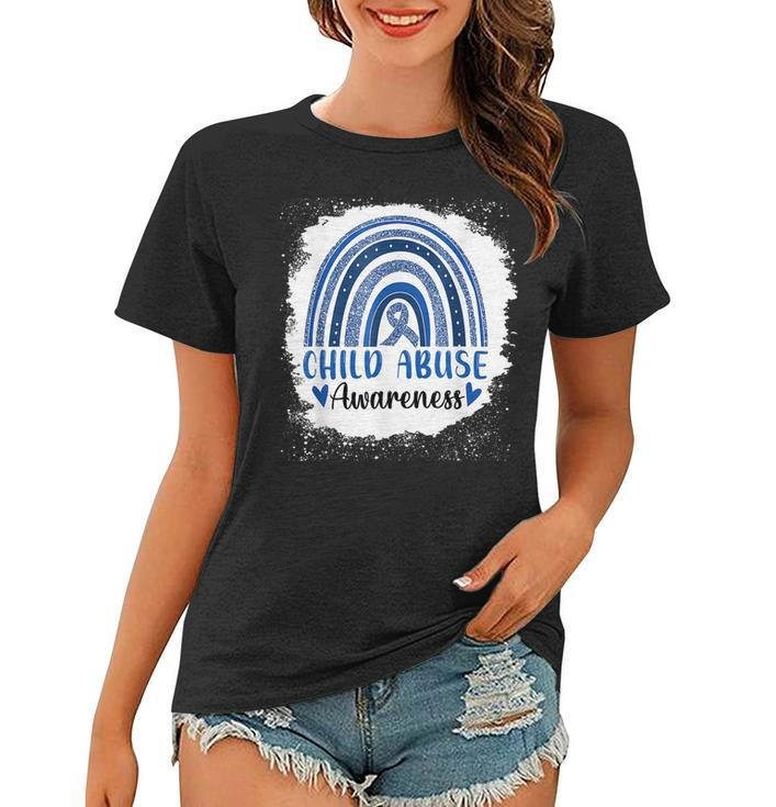 Child Abuse Awareness Rainbow Blue Ribbon For Men Women Kids  Women T-shirt
