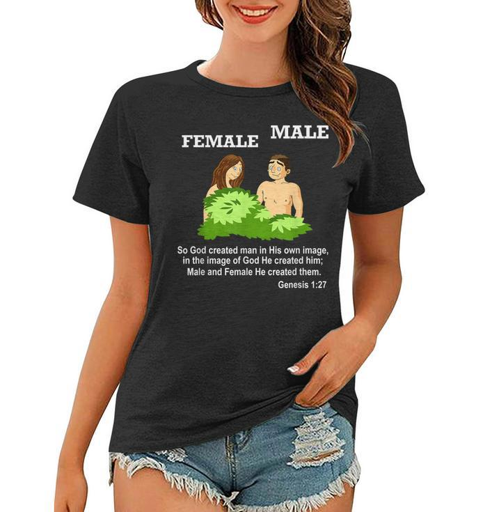Christian Bible Verse Genesis 1 27 God Created Male Female  Women T-shirt