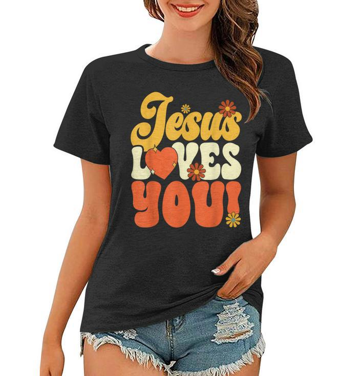 Christian Retro Jesus Loves You Religious Faith God 70S  Women T-shirt