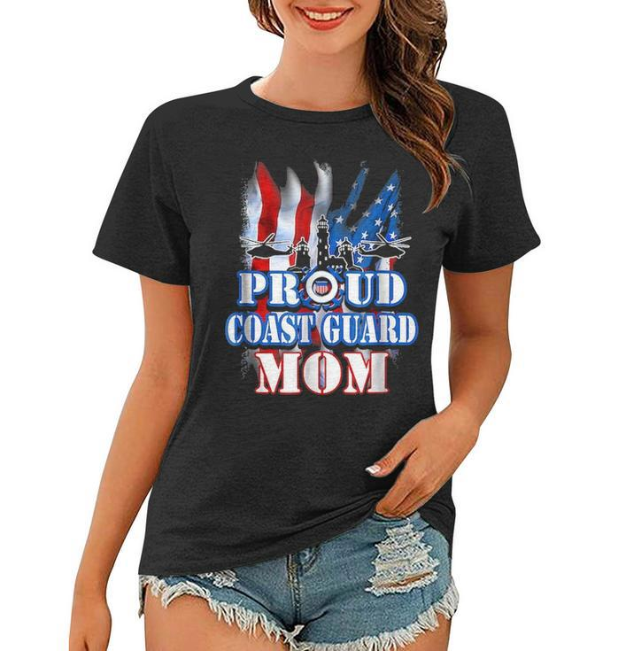 Coast Guard Mom  Usa Flag Military  Mothers Day Women T-shirt