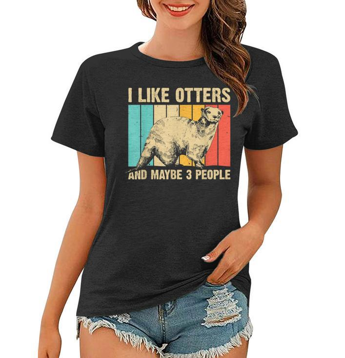Cool Otter Design For Men Women Kids Vintage Sea Otter Lover  Women T-shirt